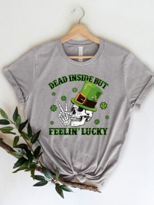 Dead Inside But Feeling Lucky St Patricks Day Tee, Heifer Four Leaf Clover Shirt, St Patrick's Day Cow Tee, Gift For Her