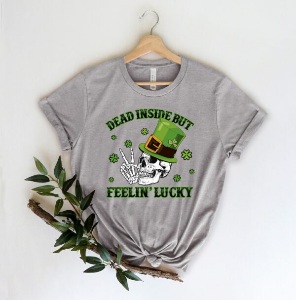 Dead Inside But Feeling Lucky St Patricks Day Tee, Heifer Four Leaf Clover Shirt, St Patrick's Day Cow Tee, Gift For Her