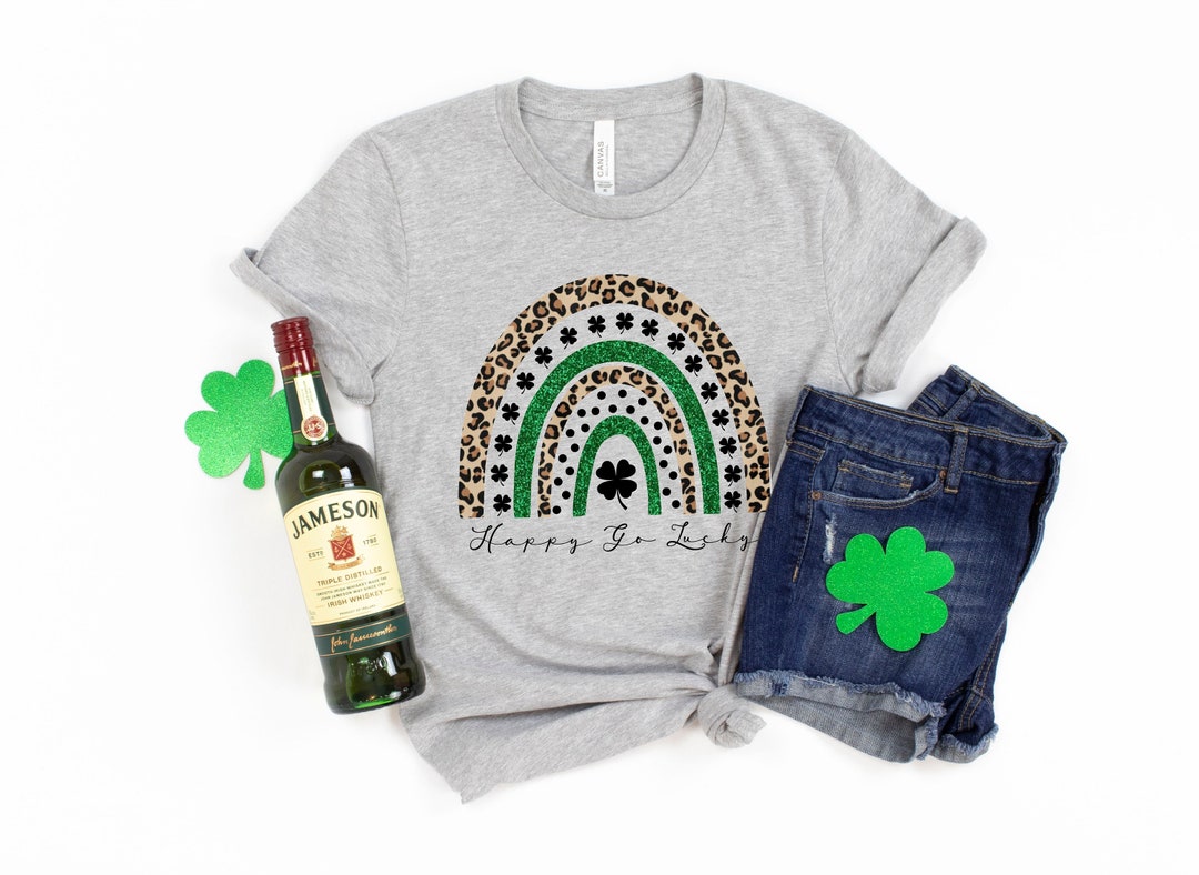 Happy Go Lucky Shirt, Rainbow Shirt, Women St Pattys Shirt, Lucky T-Shirt, Woman St Patricks Day Shirt, St Patrick's Day Tee