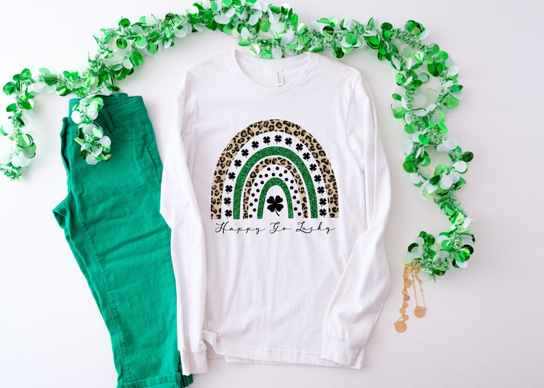 Happy Go Lucky Shirt, Rainbow Shirt, Women St Pattys Shirt, Lucky T-Shirt, Woman St Patricks Day Shirt, St Patrick's Day Tee - Image 2