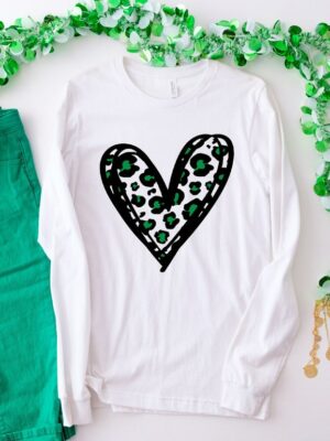 Lucky Cheetah Heart Shirt, St. Patricks Day Shirt, St Patrick Heart Shirt, Irish Shirt, Irish Shirt, Patrick Matching Tee