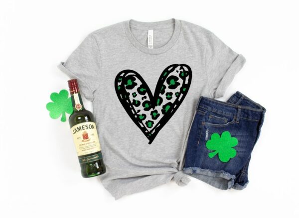 Lucky Cheetah Heart Shirt, St. Patricks Day Shirt, St Patrick Heart Shirt, Irish Shirt, Irish Shirt, Patrick Matching Tee - Image 2