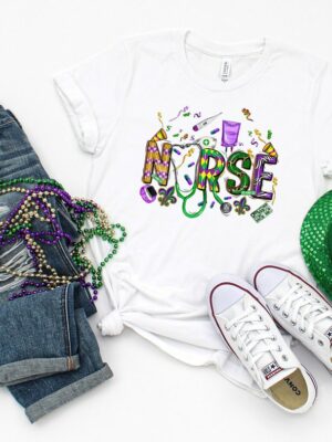 Mardi Gras Nurse Shirt, Mardi Gras Nurse, Mardi Gras Shirt, Leopard Shirt, Mardi Grass Festival Shirt, Mardi Carnival Shirt