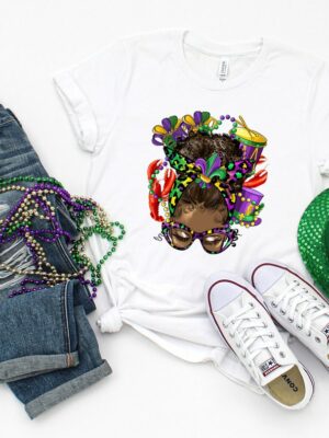 Mardi Gras Party Shirt, Mardi Afro Shirt, Nola Shirt, Fat Tuesday Shirt, Flower de luce tee, Saints New Orleans Shirt