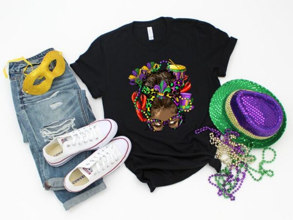 Mardi Gras Party Shirt, Mardi Afro Shirt, Nola Shirt, Fat Tuesday Shirt, Flower de luce tee, Saints New Orleans Shirt - Image 2