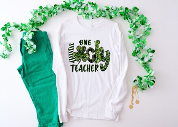 One Lucky Teacher St. Pattys Shirt, St. Patricks Day Teacher shirt, Irish Teacher shirt, Lucky Green Shamrock Teacher Shirt