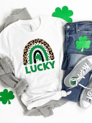 Shamrock Shirt, St Patricks Day Shirt, Rainbow Shirt, Lucky Me Shirt Leopard Print Shirt, Kiss Me Shirt