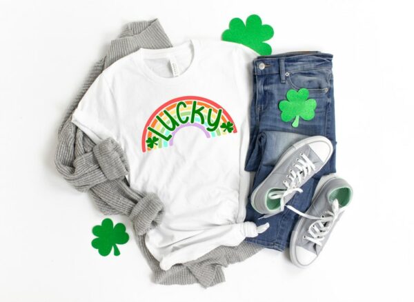 Shamrock T Shirt, St Patricks Day Shirt, Rainbow Shirt, Lucky Me Shirt, Irish Shirt, Leopard Print Shirt, Kiss Me Shirt - Image 2