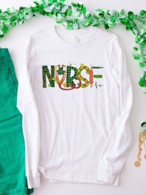 St.Patricks Lucky Nurse Shirt, Irish Shirt, Shamrock Tee, Nurse Stethoscope T-Shirt, Shamrock Lucky Nurse Gift